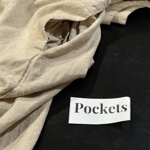 Old Navy Size XL Linen Blend Oatmeal Beige Sleeveless Smocked Midi Dress Beachy - Picture 8 of 9